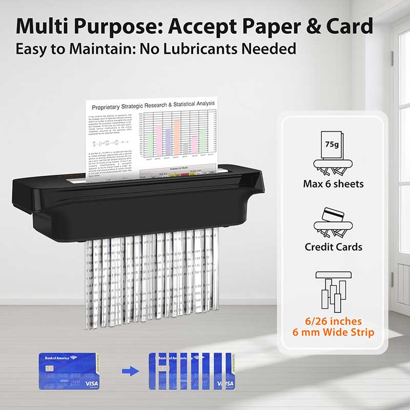 OS609H 6 Sheet Strip Cut Shredder Head