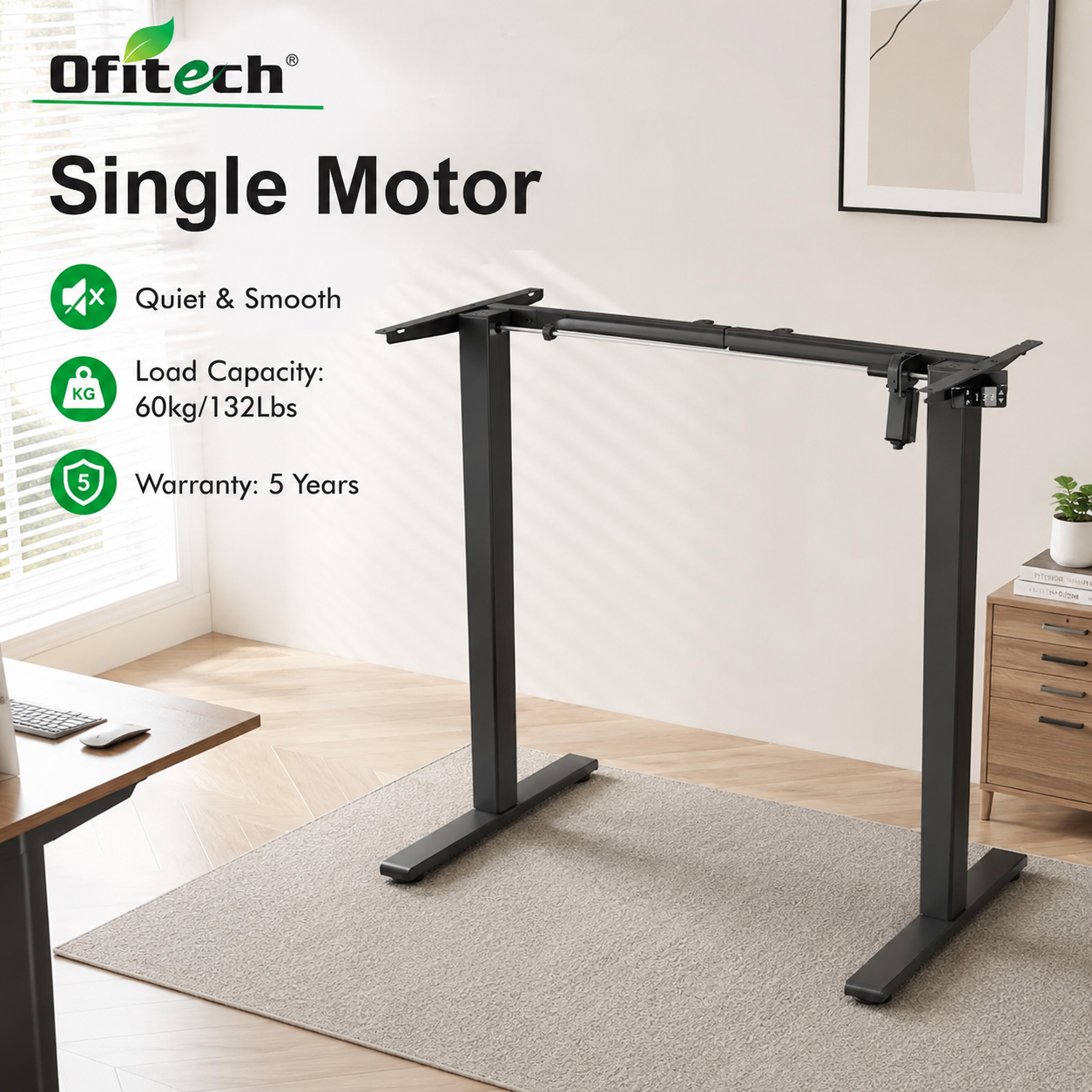 ES12-F Single Motor Standing Desk Frame