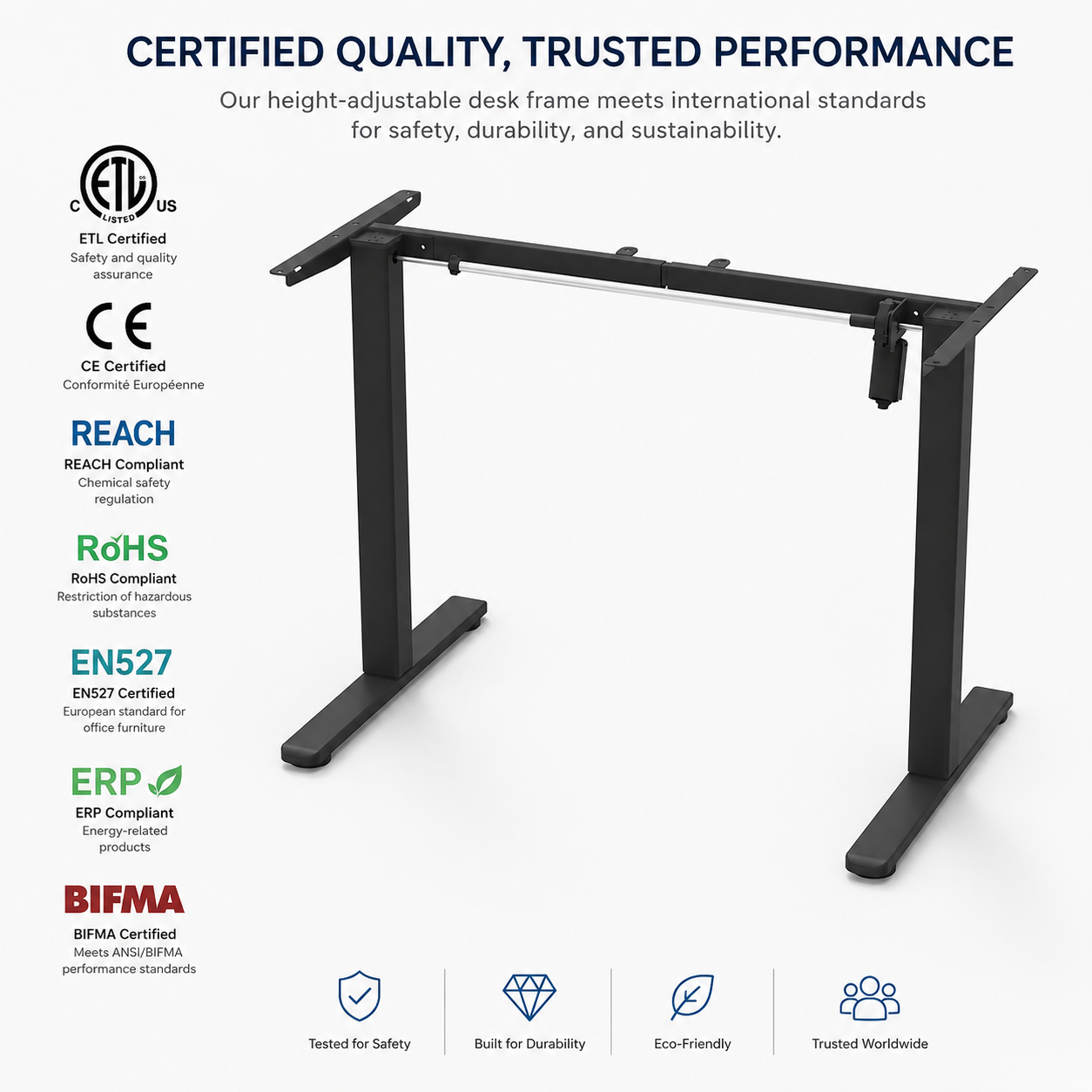 ES13-F Single Motor Standing Desk Frame