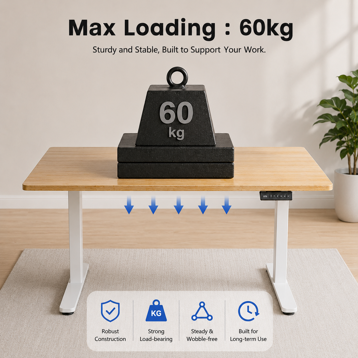 ES13-F Single Motor Standing Desk Frame