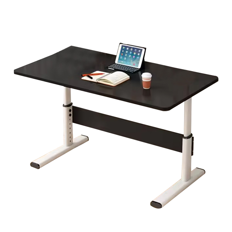 Black White Wooden Modern Office Furniture Manual Height Adjustable Hand Crank Standing Desk